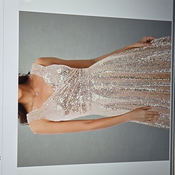 Grace Karin Rose Gold Sequin Dress Sleeveless Vneck sparkly glitter Small NEW - Picture 5 of 13